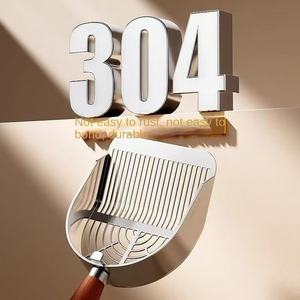 ที่ตักทรายแมวสแตนเลส ด้ามไม้ ทนทาน ใช้สำหรับทรายจับตัวเป็นก้อน ทำความสะอาดง่าย จับถนัดมือ ขายส่ง - Product Image 3