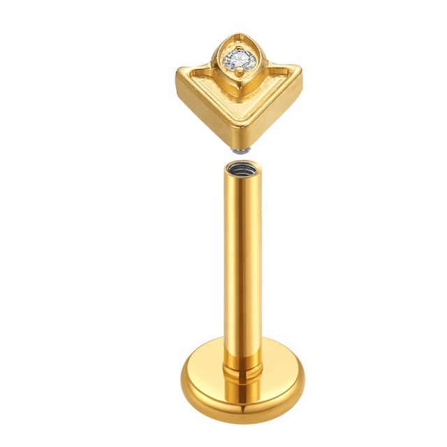 G23 Titanium ASTM F136 Titanium 18k Gold Plated Internally Thread Body Piercing Jewelry Labret Ring Daith Tragus Fashion Jewelry