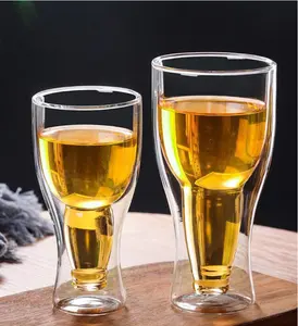 2021 Populer Cangkir Kaca Bir Terbalik Dinding Ganda Gelas Makan Kacamata untuk Minuman