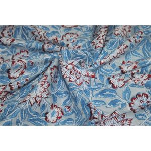 Tela Tradicional India con Estampado Sanganeri, Impresa a Mano con Bloques, 100% Algodón, Material para Decoración del Hogar - Product Image 6