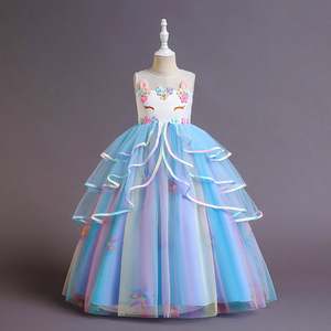 Vestido de niña con apliques de flores de unicornio, vestidos de princesa para niños, disfraz para fiesta de cumpleaños y boda, vestido Formal de noche - Product Image 3