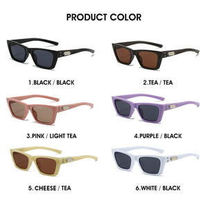 Lunettes de soleil style coréen, monture noire en PC, protection UV400, design œil de chat avec nœud, mode féminine, tendance Y2K, type 3 - Product Image 3