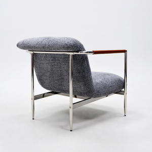 Fauteuil individuel de style vintage de luxe avec accoudoirs en acier inoxydable, mobilier de détente pour la maison, idéal pour balcon et salon - Product Image 4