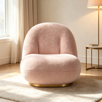 Fauteuil d'appoint de luxe moderne en tissu Sherpa au design élégant, pivotant et rotatif, pour salon, bureau à domicile