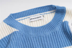 Design de mode hommes couleur bloc pull dessin animé ours <span class=keywords><strong>serviette</strong></span> broderie rayé pull vêtements - Product Image 6