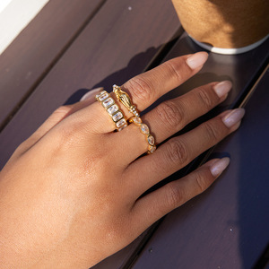 Friendship Hand <b>Ring</b> <b>Titanium</b> Steel Pave Setting Women's Jewelry Gift - Product Image 3