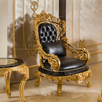 Mobilier de bureau chinois Ensemble de canapés de bureau en cuir classique Mobilier de bureau turc Canapé en bois sculpté et cuir