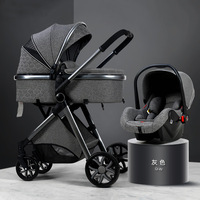 Landau Bébé Siège Auto et Poussette Bébé Landau Poussette 3 en 1 Poussette Bébé Pliable avec Siège Auto