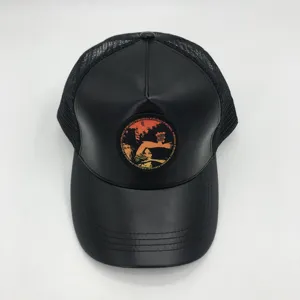 Nhà Cung Cấp Tùy Chỉnh Tùy Chỉnh Thêu Biểu Tượng Có Thể Điều Chỉnh Hat Giả Da Rắn Unisex Tùy Chỉnh PU Chất Liệu Da Trucker Hat Logo Của Riêng Bạn