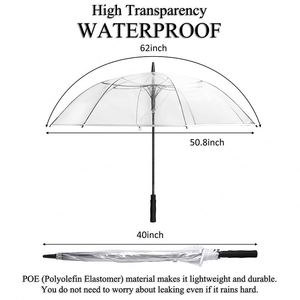 Parapluie de golf de voyage semi-automatique transparent, coupe-vent, grand format, moderne, droit, avec impression personnalisée et couleur sur mesure - Product Image 2