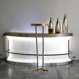 Comptoir de bar commercial en forme de L moderne avec éclairage LED blanc translucide - Conception durable pour club, restaurant, sous-sol, appartement - Product Image 3