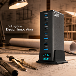 แท่นชาร์จ GaN แบบตั้งโต๊ะ 640W ชาร์จเร็ว, 5C3A 8 พอร์ต พร้อมหน้าจอแสดงผล, PD3.1 กำลังไฟสูงสุด 140W, สำหรับ MacBook Pro และแล็ปท็อปเกมมิ่ง - Product Image 2