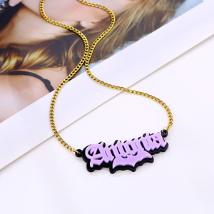 Collar con nombre personalizado, joyería única personalizada, acrílico, tema <span class=keywords><strong>de</strong></span> Halloween, accesorios para <span class=keywords><strong>disfraces</strong></span>, regalo <span class=keywords><strong>de</strong></span> fiesta para buenos amigos - Product Image 4