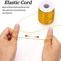 Cordon en macramé tressé métallique doré de 1 mm, 110 yards, élastique et extensible, pour la fabrication de bijoux, l'emballage de cadeaux, les chaussures de Noël, les vêtements