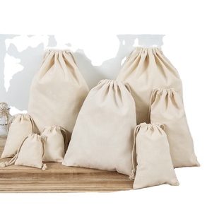 Sacs en toile de coton biologique 100% personnalisés, mini-sacs à cordon en coton recyclé GOTS, pochettes à cordon en mousseline - Product Image 1
