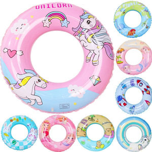 Bouée gonflable licorne pour enfants, motif aléatoire multicolore, conception épaissie monocouche, flotteur de natation pour enfant - Product Image 1