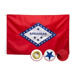 Bandera del estado de Arkansas de los Estados Unidos, resistente, de 3x5 pies, bordada y cosida, con cabecera de lona de nailon 210D de alta resistencia y ojales de latón. - Product Image 1