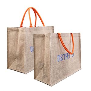 Sacs fourre-tout écologiques en toile de jute naturelle, sacs en toile de jute, pochettes en lin, sacs avec logo imprimé, vente en gros - Product Image 5