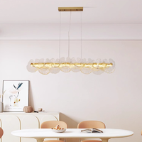 Lampu Gantung Kristal Modern Minimalis Bentuk Bunga, Lampu LED Hotel Restoran Bar Mewah, Tinggi Dapat Disesuaikan
