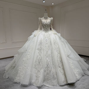 ชุดแต่งงานทรงเต่า Xx54 ประดับมุก คริสตัล แขนยาว ดีไซน์ทันสมัย คอวีแบบหวาน ยาวกรอมพื้น สง่างาม - Product Image 1