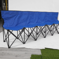 Banc de patio pliable portable 6 places, léger, pour les côtés des terrains de football, avec poches latérales et sac de transport