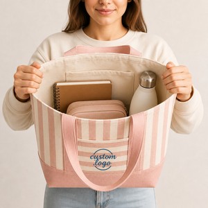 Work <b>Tote</b> <b>Bag</b> Canvas Cotton <b>Laptop</b> Oversized Reusable Shoulder <b>Bag</b> with Pockets <b>for</b> <b>Women</b> Office Commute Study Travel Everyday - Product Image 3