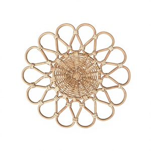 Floral Rattan <b>Wall</b> Hanging Bohemian Decor <b>Circular</b> Home Art Living Room <b>Wall</b> <b>Shelf</b> Natural Pattern Single-piece Package - Product Image 1