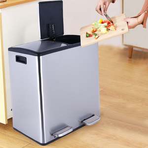 Patent Design Stainless Steel <strong>60L</strong> Dual Compartment Garbage Can Trash Can Recycle <strong>Bin</strong> - Product Image 6