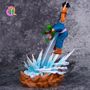 2023 Großhandel beleuchtete Modell Ornamente Dragon Balls Berühmte Szenen Handwerk Cartoon Charaktere Piccolo Goku Anime Figur