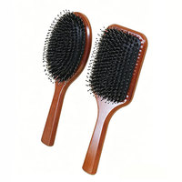 Brosse à cheveux personnalisée en bois de cerisier rouge avec poils de sanglier et nylon, coussin d'air à haute résilience, peigne de massage du cuir chevelu