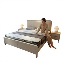 Lit double classique en bois massif, fabrication directe d'usine, lit king size avec revêtement en cuir, cadre de lit pour hôtel, mobilier de maison, grossistes