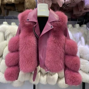 New Arrival Full Pelt Genuine Sheepskin <strong>Leather</strong> Fur <strong>Jacket</strong> <strong>Real</strong> Fox Fur Coat <strong>for</strong> <strong>Women</strong> - Product Image 2