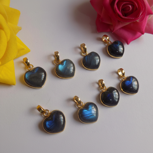 Nouvelle arrivée 925 pendentif en argent bijoux belle 14mm Labradorite forme de coeur pierres précieuses Style Vintage chaîne pour cadeau de nouvel an - Product Image 1