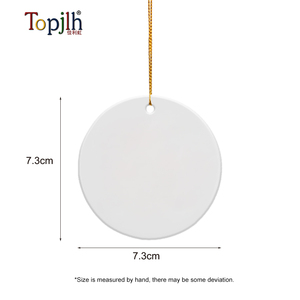Ornement en céramique rond à sublimation Topjlh, 3 pouces, imprimable double face avec cordon doré, <span class=keywords><strong>photo</strong></span> personnalisée, logo, arbre <span class=keywords><strong>de</strong></span> Noël - Product Image 4