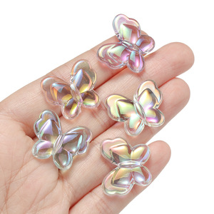 Perles acryliques en forme de papillon, 22mm, thème sirène transparent, pour la fabrication de bijoux, accessoires en résine DIY - Product Image 2