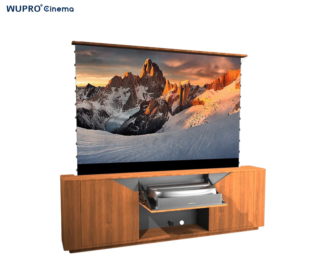 Newly Design Wupro/ODM Projector Cabinet Living Room Luxury TV Stand Automatic with CBSP Floor Rising Screen Projector Cabinet