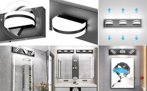 <span class=keywords><strong>ETL</strong></span> phê duyệt 3 bóng đèn 4 đầu 19in 15W 26in 20W màu đen 3cct Wall Mount LED Vanity ánh sáng nhà khách sạn phòng tắm gương ánh sáng - Product Image 5