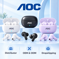 Écouteurs sans fil AOC BT5.4 TWS intra-auriculaires avec réduction de bruit ANC, haut-parleur dynamique de 13 mm, écouteurs stéréo basse consommation