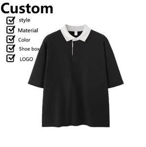 เสื้อโปโลโอเวอร์ไซส์ผ้าฝ้าย100% ทรงหลวมเสื้อโปโลพิมพ์ลาย DTG กำหนดได้เอง - Product Image 4