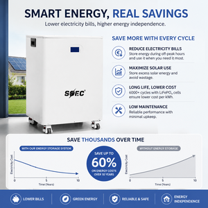 Batería de Litio SOEC 400Ah 51.2V 20kWh LiFePO4, Gabinete de Almacenamiento Residencial, BMS Inteligente de 200A, 6000 Ciclos, Paquete de Energía de Respaldo para Hogar con Energía Solar - Product Image 3