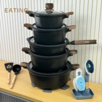 Ensemble de casseroles et poêles de luxe en aluminium moulé sous pression, 21 pièces, revêtement antiadhésif en granit, fond à induction de 5,5 mm pour tous les types de cuisinières