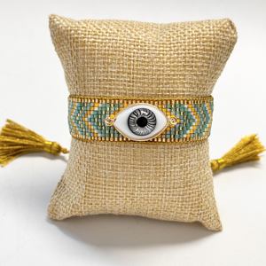 الأكثر مبيعًا إبداعية مصنوعة يدويًا من حبات Miyuki التركية الزرقاء عيون سوار قابل للتعديل شرابة مصنوعة يدويًا منسوجة بحبل يد للنساء MenJewelry - Product Image 4