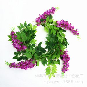 ดอกวิสทีเรียประดิษฐ์ ดอกไม้ผ้าไหมสีม่วง ใบสีเขียว ตกแต่งงานแต่งงาน ตกแต่งบ้าน ตกแต่งเพดานแขวน - Product Image 4
