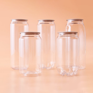 355ml 500ml 650ml 202 Custom Clear Soda Beer Juice Coffee Beverage Milk Tea PET Plastic Bottle Can with Easy Open Lid Can