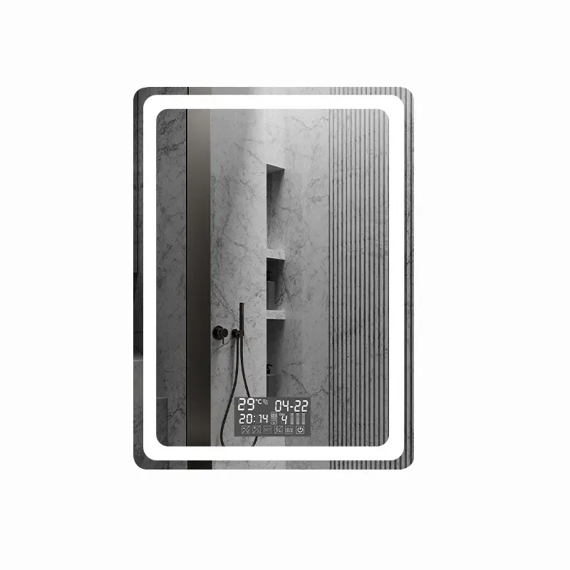 Smart Badkamer Spiegel Scherm Touch Led Verlichte Anti-Fog Explosie-Proof Vierkante Spiegel Voor Hotel Home Led Licht Make-Up Spiegel