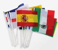 Drapeaux publicitaires promotionnels en gros, drapeaux à main mondiaux, mini-drapeaux à manivelle personnalisés avec mâts en plastique (Polyester)