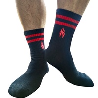 Personnalisable Hommes Noir Athletic Crew Cool Running Chaussettes Broderie Personnalisé Rayure Flamme Chaussettes