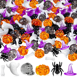 ZHWKMYP 110 Pezzi Decorazioni da Tavola per Halloween, Mini Zucche, Fantasmi, Teschi, Ragni, Cappelli da Strega in Acrilico - Product Image 1