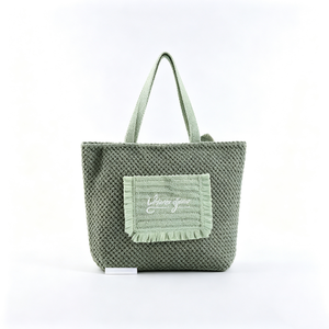 Sac fourre-tout tissé personnalisé pour le quotidien, esthétique vert naturel, sac de plage, sac à bandoulière souple en tissu tressé - Product Image 3