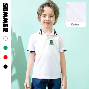 Puur Katoen Zacht Gevoel Kids Kleding Streep Kraag Met Uw Eigen Ontwerp Kinderen Polo T-Shirt Jongens Shirt Met Uw Logo